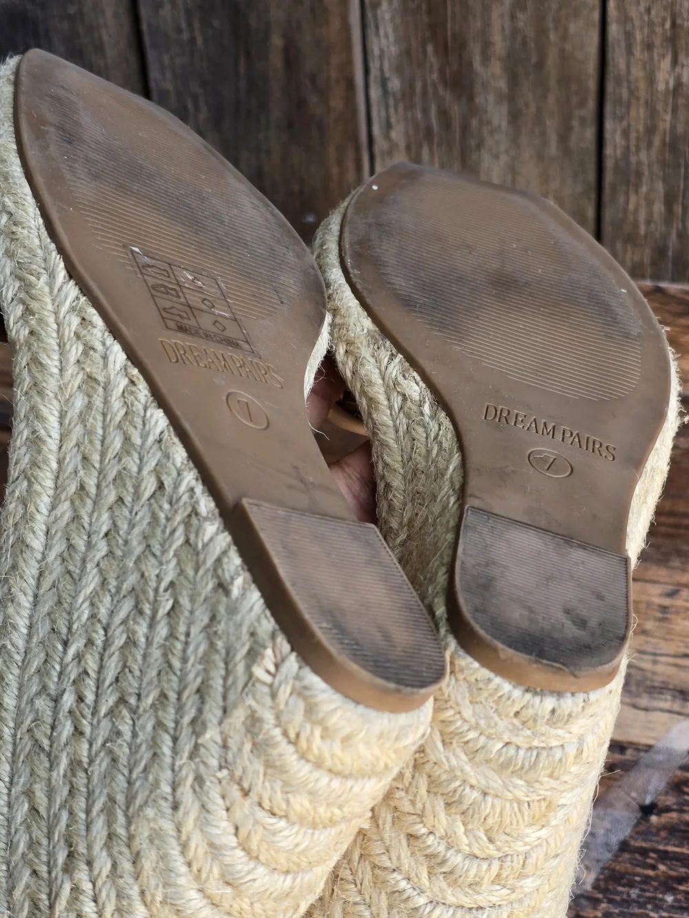 Dream Paris Braided Ankle Strap Wedge Sandals in Beige Size 7
